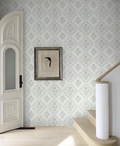 Kitico Peel and Stick Retro Bohemian Wallpaper Light Beige Contact Paper Flower - Image 4