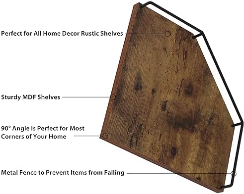 HORLIMER Set of 3 Floating Corner Shelf Wall Mount - Image 4