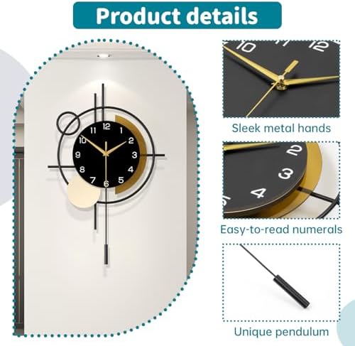 Large Wall Clock for Living Room Decor Modern Wall Clock Pendulum - Image 5