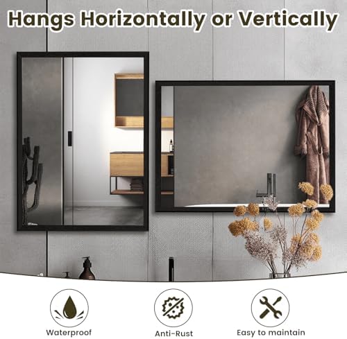 WEER Matte Black Bathroom Vanity Mirror 48X36 Inch - Image 5