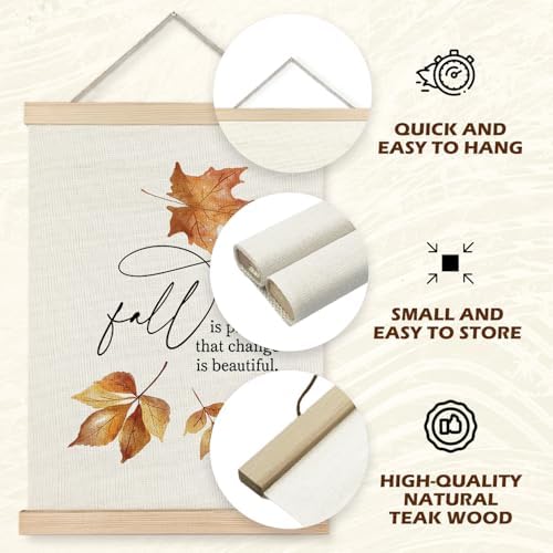 Supwhd Fall Leaf Wall Art with Wooden Poster Hanger, Fall Wall Decor, Fall - Image 5