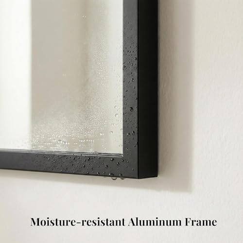 30"x30" Matte Black Framed Square Bathroom Vanity Wall Mirror - Image 6
