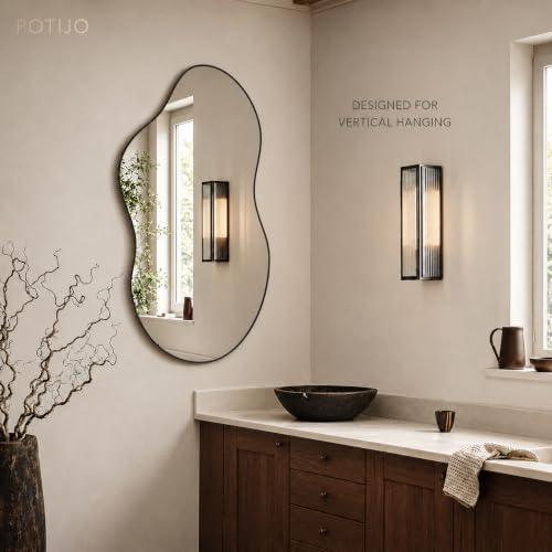 Irregular wall Mirror 24"x41" Black Asymmetrical Mirror - Image 3