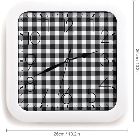Modern Black White Buffalo Checks Square DIY Frame Wall Clock - Image 2