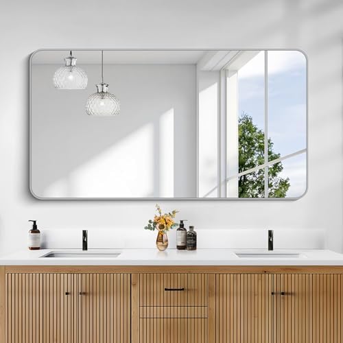 KOCUUY Silver Bathroom Mirror, 30x55 Inch Bathroom Mirror by KOCUUY