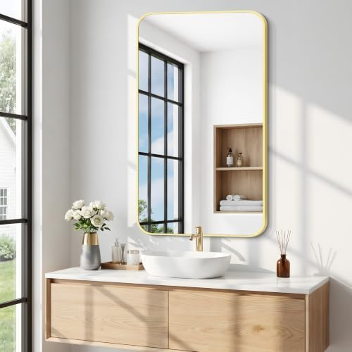 BONEWEI Gold Bathroom Mirror, 24x40 inch Wall Mirror - Image 2