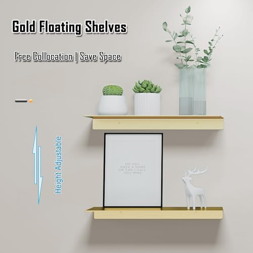 HNVNER Brushed Gold Floating Wall Shelves 4 Packs, Shower Shelf 15.7x4.9 - Image 3