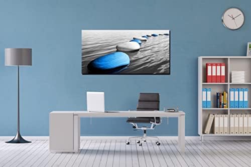 Xxliren Blue Stones Framed Wall Art Zen Art Wall Decor 40 x 20 Inch - Image 2