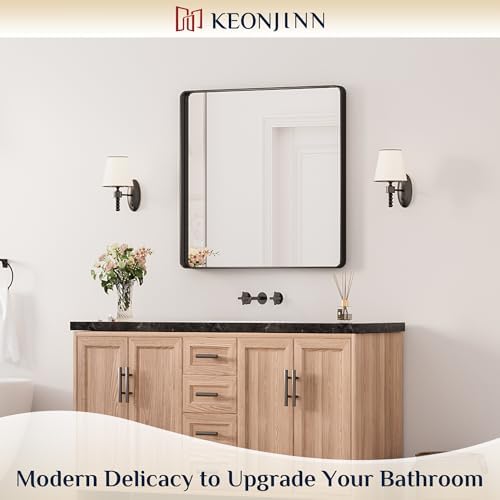 Keonjinn 30 x 30 Inch Black Bathroom Mirrors - Image 2