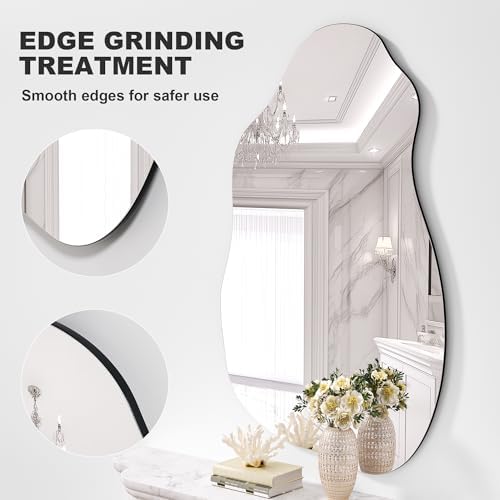 Hasipu 31"x20" Irregular Wall Mirror Frameless Asymmetrical Mirror - Image 3