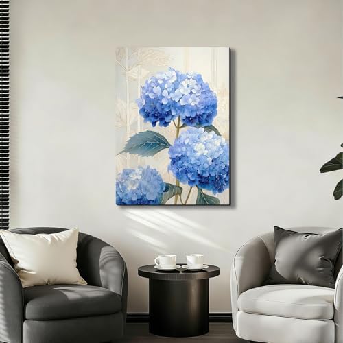 ZERILYN Ship Next Day Blue Hydrangea Wall Art Floral Canvas Prints Flower - Image 7
