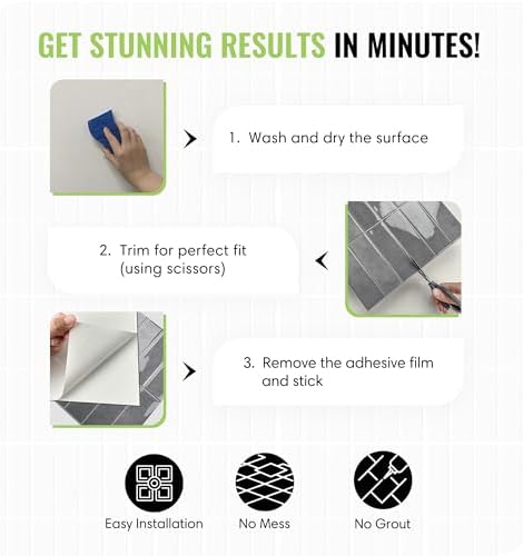 Select 5 Pack Peel and Stick Backsplash Square Tiles, 12x12 in - Image 4