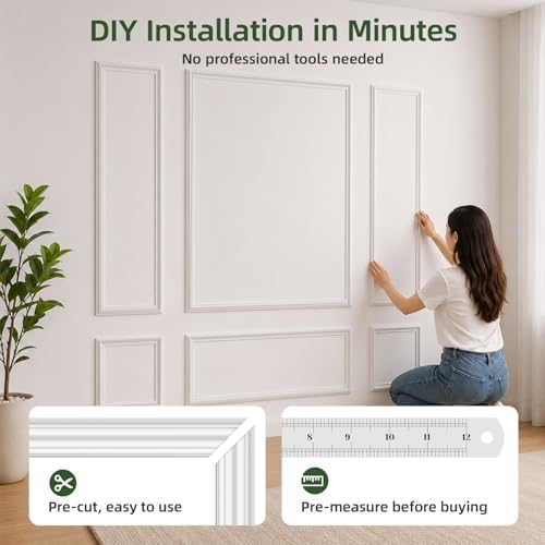 6 Pcs Pre-Cut Wall Molding Kit, Wainscoting Panels - Image 5