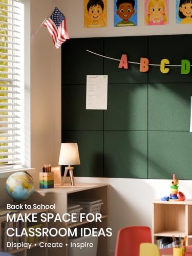 Bumusty 48"x 36" Large Felt Bulletin Board Tiles, Pine Green - Image 5