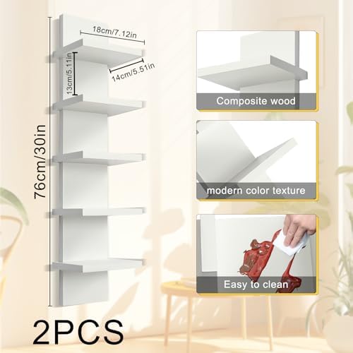 2 Pack 5 Tier Wall Shelf Unit - Image 3
