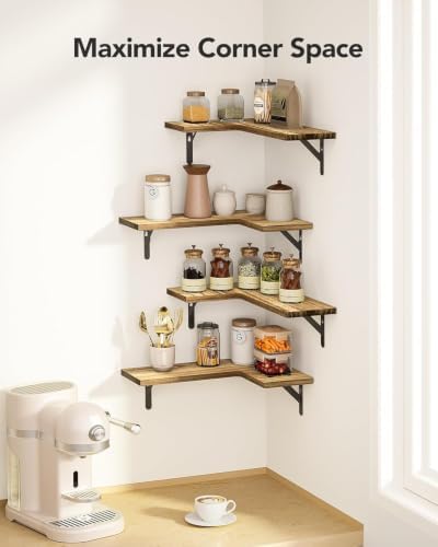 Amada Corner Floating Shelves, Paulownia Wood, Natural Wood - Image 5