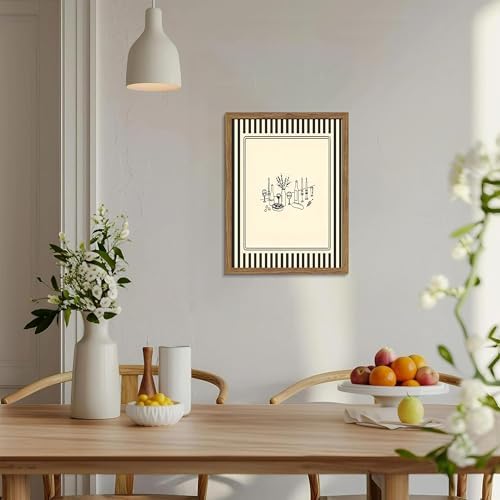 Framed Vintage Striped Kitchen Wall Art, Cozy Dining Table Supper Canvas Print - Image 2