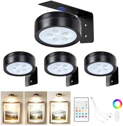 4 Pack Picture Lights for Wall, Rechargeable Magnetic Art Display Lights by Unknown