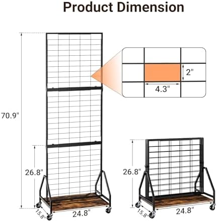 ELYKEN Foldable Grid Wall Panels, 5.7 x 2 FT Movable Gridwall Display Rack - Image 2