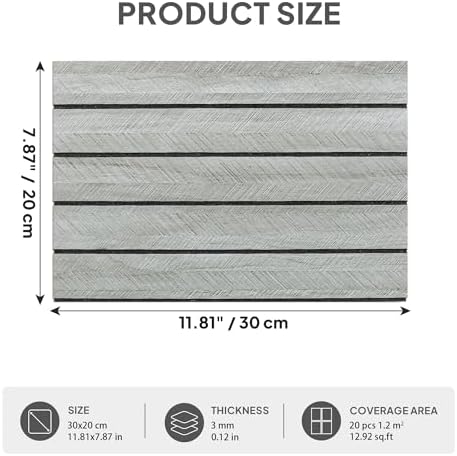 3D Wall Panels, 20 Pack, 11.8" x 7.9", Wood Grain - Image 2
