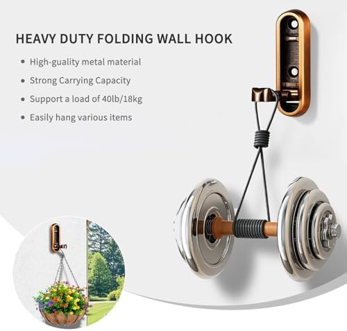 Foldable Wall Hooks, 40lb Heavy Duty, Zinc Alloy, 2 Pack - Image 4