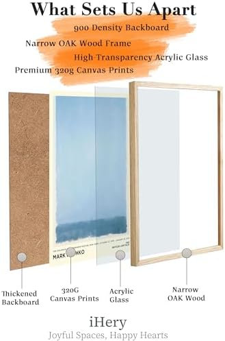 iHery 12x16in Natural OAK Wood Framed Light Blue Abstract Wall Art - Image 3