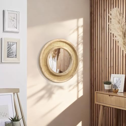 JJUUYOU Wood Mirror with Wood Frame Circle Mirrors - Image 6