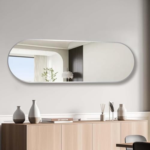Niccy Oval Full Length Mirrors, Long Wall-Mounted Mirror - Image 2