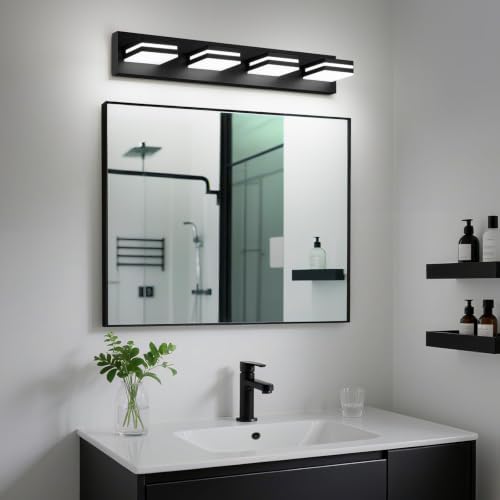 Modern LED Black Acrylic Bathroom Lights Fixtures 4-Light - Image 5