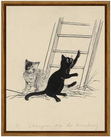 VIYYIEA Framed Vintage Kitten Wall Art by VIYYIEAART