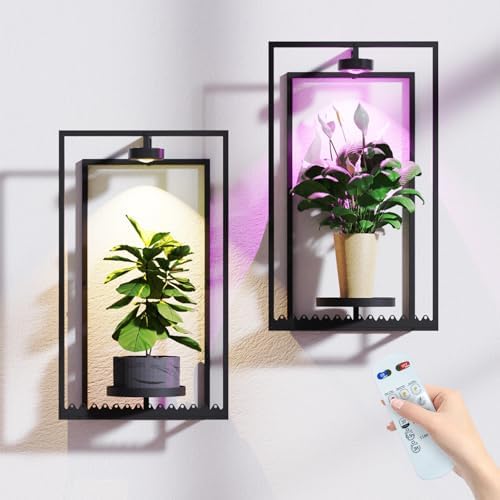 Starxing Wall Plant Shelf with Grow Lights, Remote Control Indoor Plant Holder by Starxing