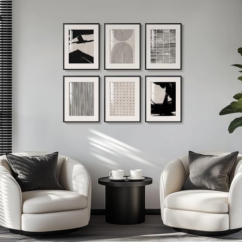 Framed Boho Black and White Abstract Wall Art - Image 5