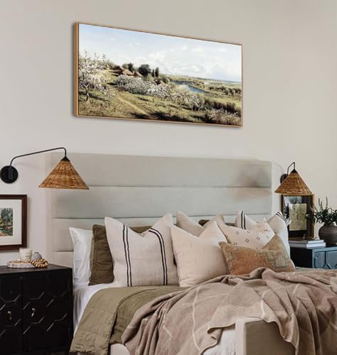 DJSYLIFE Farmhouse Apple Blossoms Landscape Framed Wall Art - Image 6