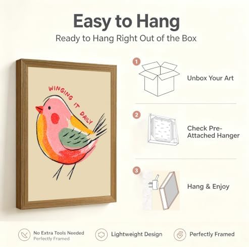 Framed Funny Bird Wall Art Winging It Canvas Picture Boho Wall Decor - Image 7