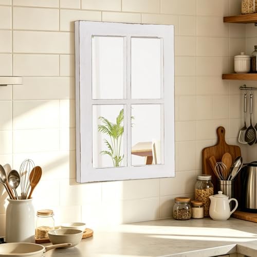 Rustic Small Window Pane Mirror Wall Decor 11 X 16 Inch - Image 3