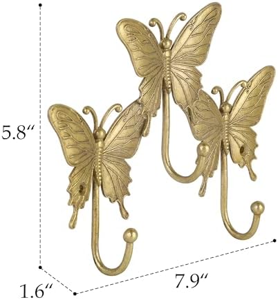SOFFEE DESIGN Butterfly Gold Metal Wall Rack, Tiered Entryway Organizer - Image 4