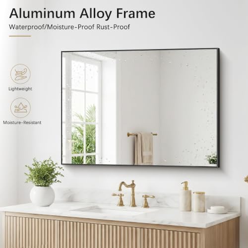 DESBING Black Bathroom Mirror for Wall, 30x40 Inch Rectangle Mirrors - Image 6