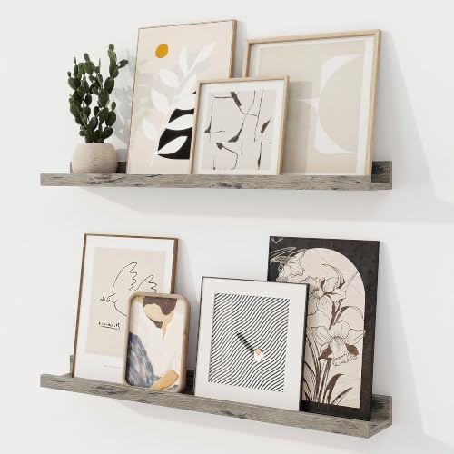 Picture Ledge Shelf, 28 inch Floating Shelves Set of 2 by RICHFOCUS