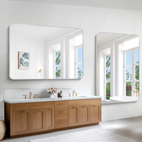 BONEWEI Silver Bathroom Mirror, 60x40 inch Wall Mirror - Image 3