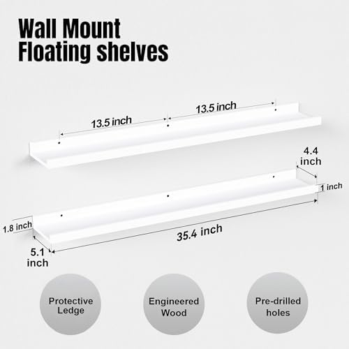 Boswillon Floating Shelves Set of 2, Long Wall Shelf - Image 3