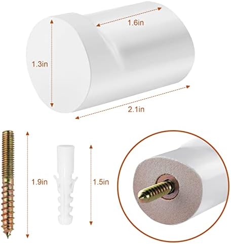 bsdonte Wood Wall Hooks, 4 Pack White Decorative Coat Hooks Wall Mounted - Image 6