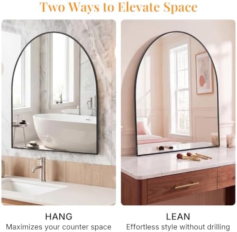 Sweetcrispy 30"x40" Arched Bathroom Mirror, Bathroom Mirrors - Image 5