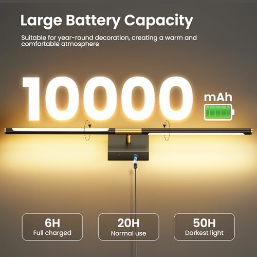 10000mAh Rechargeable Wall Lights, 29 Inch, 2 Pack - Image 2