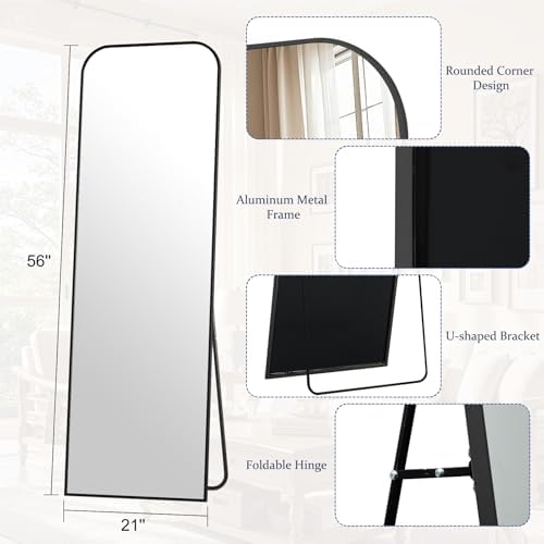 Full Length Mirror 56"x21" Arched Floor Standing Large Mirrors - Image 2