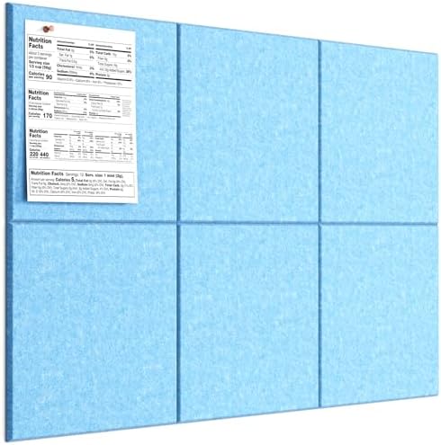 MaxGear Felt Bulletin Board 36" x 24", 6 Pack Blue Felt Wall Tile Push Pin by MaxGear