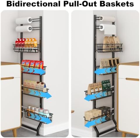 BUKFEN 6-Tier Slim Corner Shelf, Spice Rack Narrow Storage Next to Fridge - Image 5