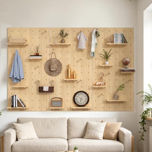AMSXNOO Modular Wood Peg Board Wall Organizer Kits, 47.2X70.9IN/120X180CM by AMSXNOO
