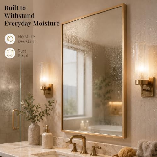 2-Pack 24 x 36 Inch Champagne Bronze Bathroom Vanity Mirrors - Image 5