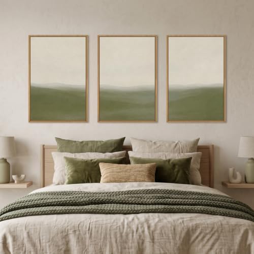Aryroi Sage Green Abstract Landscape Framed Canvas Wall Art Set, Watercolor - Image 5