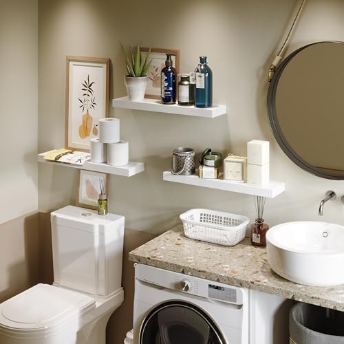 BAMEOS Floating Wall Shelves 24 x 6 Inch – Easy-Install Hanging Shelves - Image 2